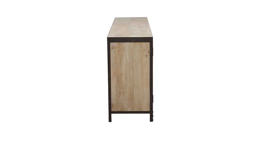 Rangement Miliboo | Buffet Industriel En Bois Manguier Massif Et M Tal Noir L160 Cm Industria