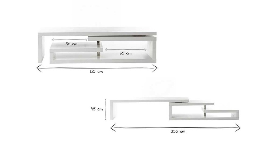 Rangement Miliboo Meuble Tv Design | Meuble Tv Design Pivotant Blanc Laqu Brillant L255 Cm Max V2