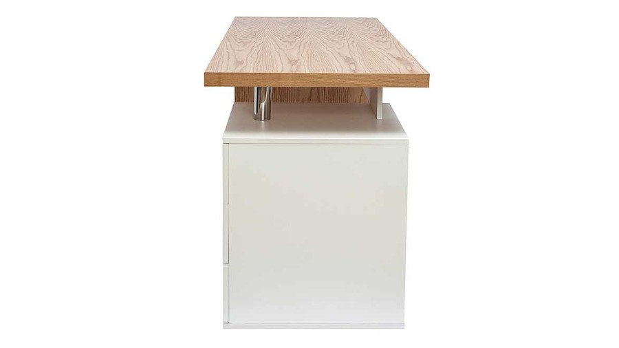 Bureau Miliboo Bureau Design | Bureau Avec Rangements 3 Tiroirs Design Bois Clair Ch Ne Et Blanc L140 Cm Calix