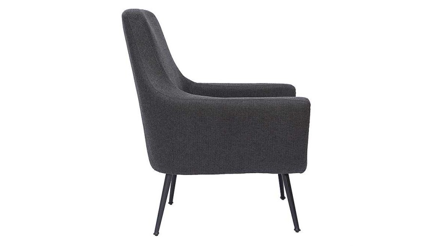 Canap & Fauteuil Miliboo Fauteuil Design | Fauteuil Design En Tissu Gris Fonc Et M Tal Noir Montana