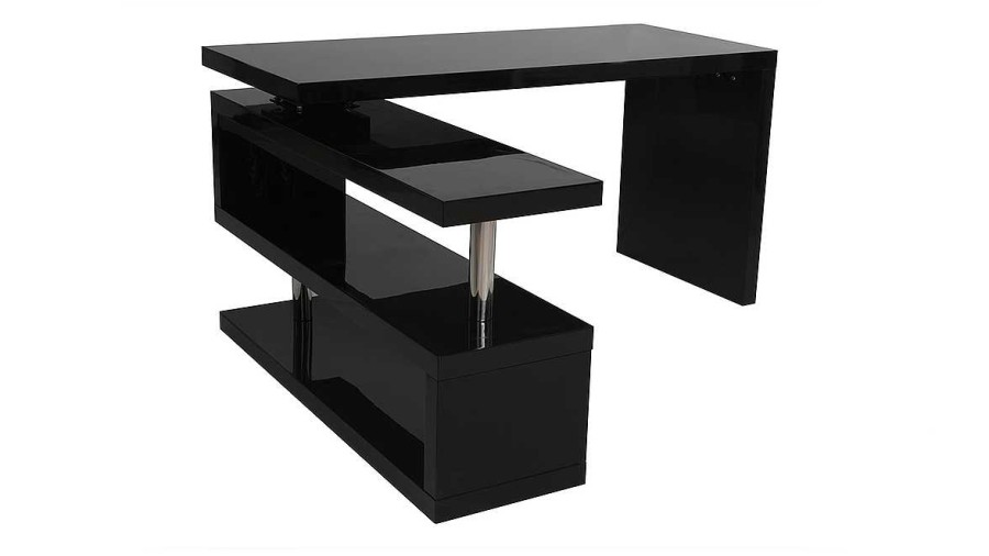 Bureau Miliboo Bureau Design | Bureau Modulable Design Noir Laqu L140-218 Cm Max