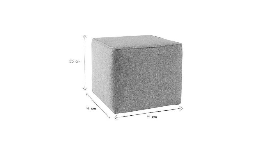 Canap & Fauteuil Miliboo | Pouf Design Carr En Tissu Gris Pave