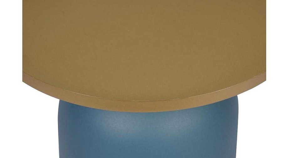 Table Miliboo | Table D'Appoint Design Ronde En M Tal Bleu P Trole Mat Et Plateau Dor Ramses