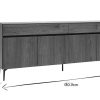 Rangement Miliboo | Buffet Design En Bois Fonc Noyer Et M Tal Noir 4 Portes 2 Tiroirs L180 Cm Bliss