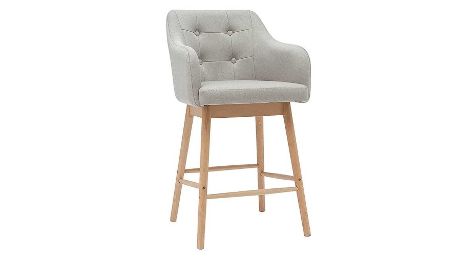 Chaise & Tabouret Miliboo Tabouret De Bar | Tabourets De Bar Scandinaves Gris Clair Et Bois H65 Cm (Lot De 2) Baltik