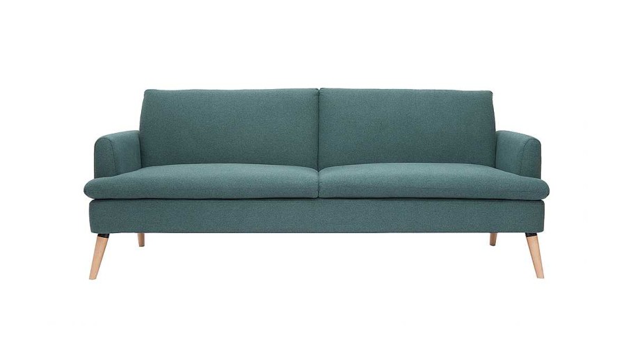 Canap & Fauteuil Miliboo Canap Convertible | Canap Convertible Scandinave 3 Places En Tissu Vert Et Bois Clair Stewart