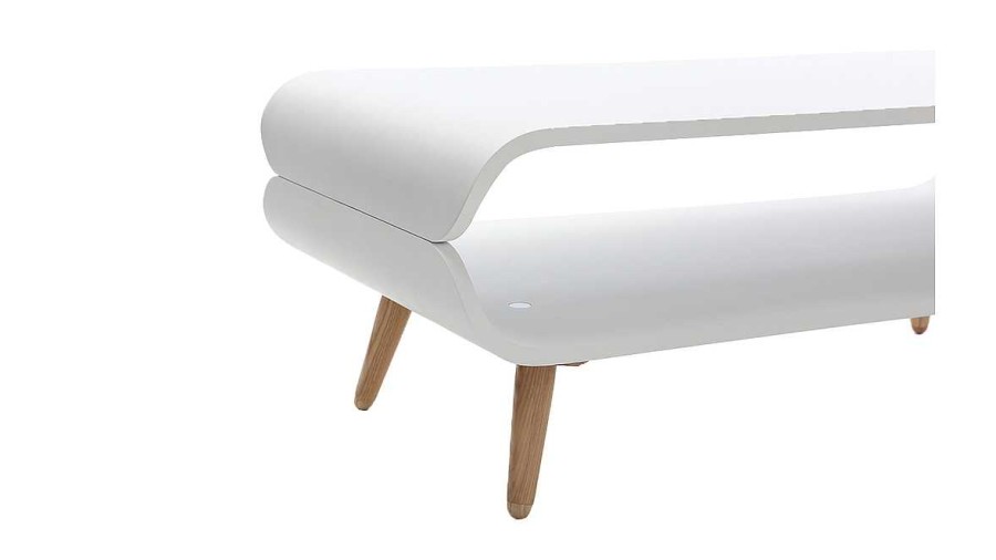 Table Miliboo | Table Basse Rectangulaire Scandinave Blanc Et Bois Clair L118 Cm Takla