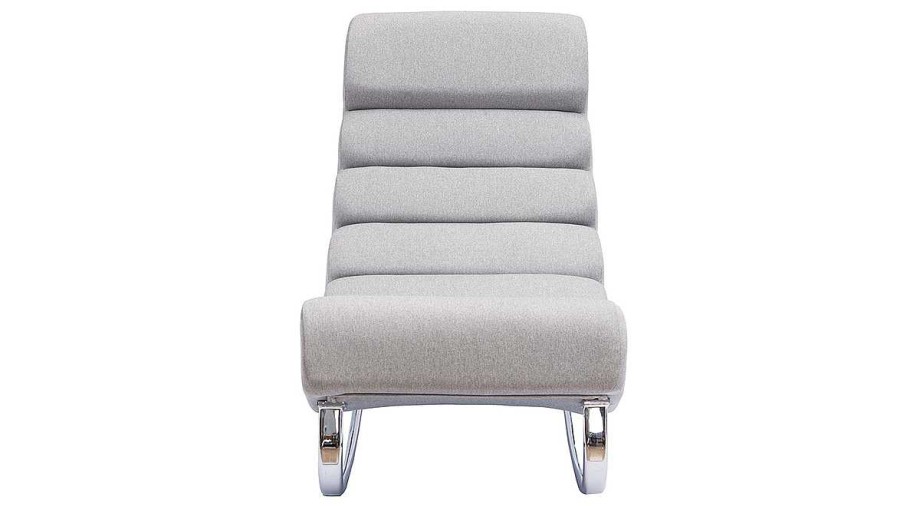 Canap & Fauteuil Miliboo Rocking Chair | Rocking Chair Design En Tissu Gris Clair Et Acier Chrom Taylor