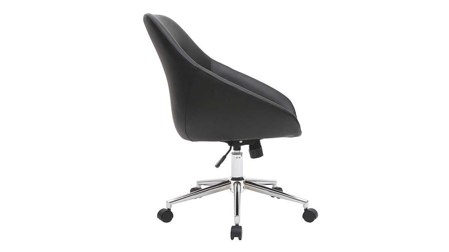 Chaise & Tabouret Miliboo | Chaise De Bureau Roulettes Design Noir Et Acier Chrom Colin