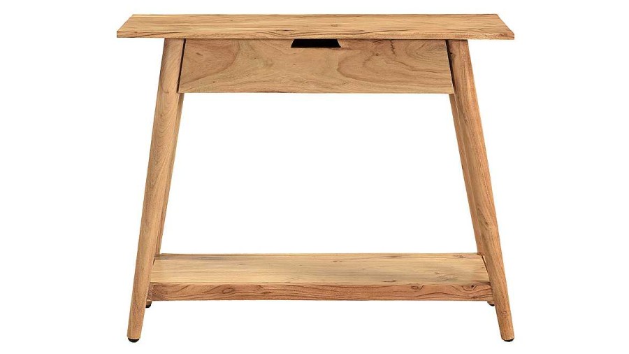 Table Miliboo | Console Naturelle Avec Tiroir En Bois Massif L90 Cm Franklin