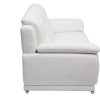 Canap & Fauteuil Miliboo Canap Cuir | Canap Design 3 Places Cuir Blanc Et Acier Chrom Tamara