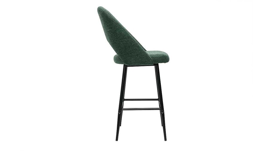 Chaise & Tabouret Miliboo Tabouret De Bar | Tabourets De Bar En Tissu Effet Velours Textur Vert H65 Cm (Lot De 2) Cosette