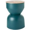 Table Miliboo | Table D'Appoint Ronde Design Avec Rangement En M Tal Bleu Canard Et Bois Manguier Massif D30 Cm Yoyo