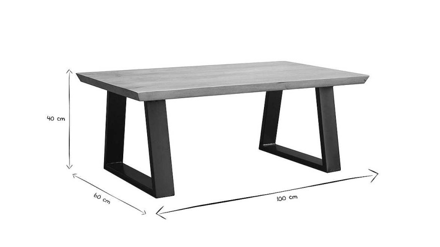 Table Miliboo | Table Basse Rectangulaire Bois Manguier Massif Et M Tal Noir L100 Cm Vijay