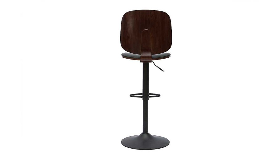 Chaise & Tabouret Miliboo Tabouret De Bar | Tabouret De Bar Ajustable Noir Et Noyer Beck