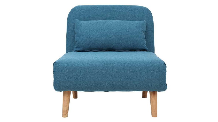 Canap & Fauteuil Miliboo | Fauteuil Scandinave Convertible En Tissu Bleu Canard Amiko