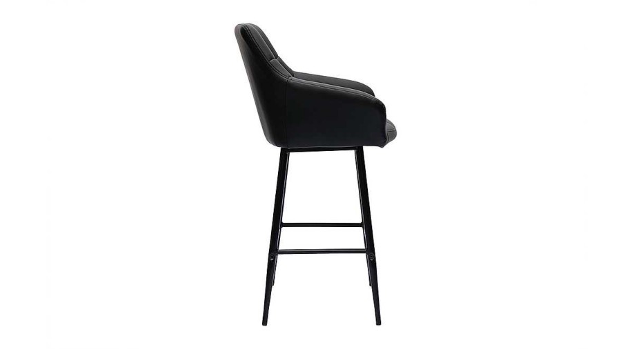 Chaise & Tabouret Miliboo Tabouret De Bar | Tabourets De Bar Avec Si Ges Matelass S Noirs Et M Tal Noir H65 Cm (Lot De 2) Montero