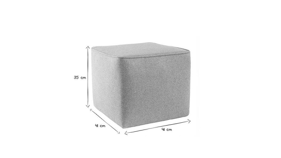 Canap & Fauteuil Miliboo | Pouf Design Carr En Tissu Beige Pave