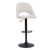 Chaise & Tabouret Miliboo Tabouret De Bar | Tabourets De Bar Relevables Tissu Effet Velours Textur Beige Et M Tal Noir (Lot De 2) Cosette