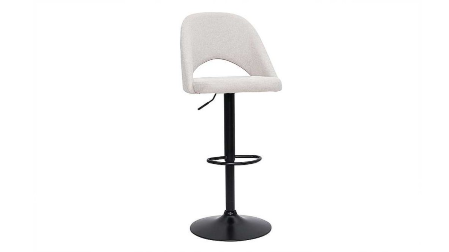 Chaise & Tabouret Miliboo Tabouret De Bar | Tabourets De Bar Relevables Tissu Effet Velours Textur Beige Et M Tal Noir (Lot De 2) Cosette