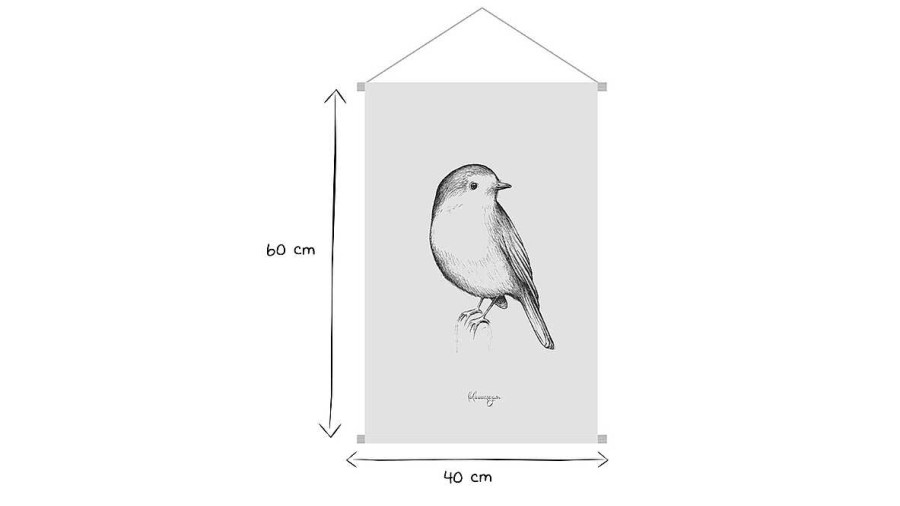 Enfant Miliboo | Kakemono Tableau En Toile Suspendue Illustration Oiseau L40 X H60Cm Melody