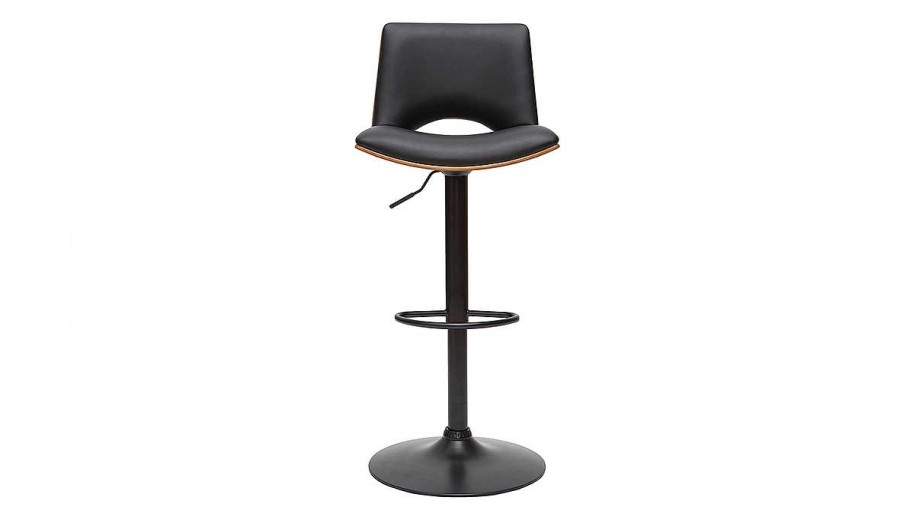 Chaise & Tabouret Miliboo Tabouret De Bar | Tabouret De Bar Design R Glable Noir Et Bois Fonc Panach