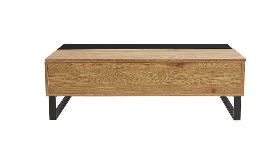 Table Miliboo | Table Basse Relevable Rectangulaire Bois Clair Et M Tal Noir L110 Cm Wynn