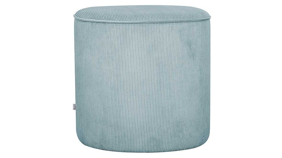 Canap & Fauteuil Miliboo | Pouf Rond En Tissu Velours C Tel Bleu Gris D40 Cm Louis