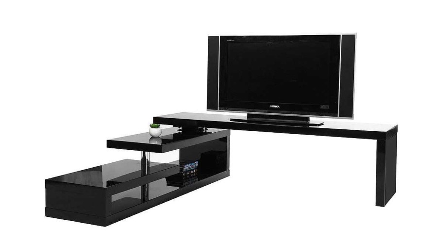 Rangement Miliboo Meuble Tv Design | Meuble Tv Design Laqu Brillant Noir Pivotant L255 Max V2