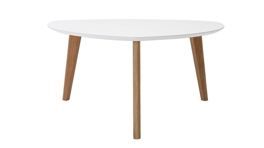 Table Miliboo | Table Basse Scandinave Blanc Et Bois Clair Ch Ne L80 Cm Ekka