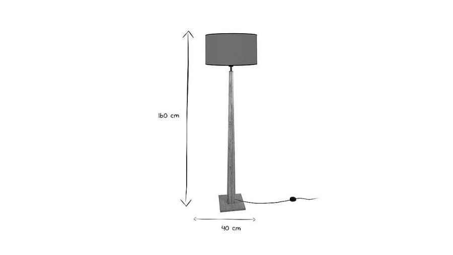 Luminaire Miliboo | Lampadaire Avec Abat-Jour En Tissu Jaune Moutarde Et Bois Clair Massif H162 Cm Nidra