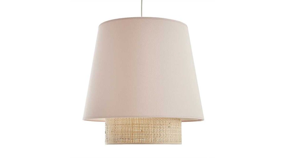 Luminaire Miliboo | Suspension Design Bi-Mati Re En Rabane Et Coton Rose D40 Cm Jume