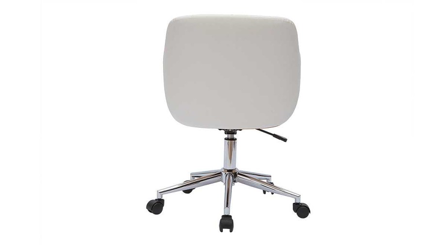 Chaise & Tabouret Miliboo | Chaise De Bureau Roulettes Design Blanc, Bois Clair Et Acier Chrom Sandro