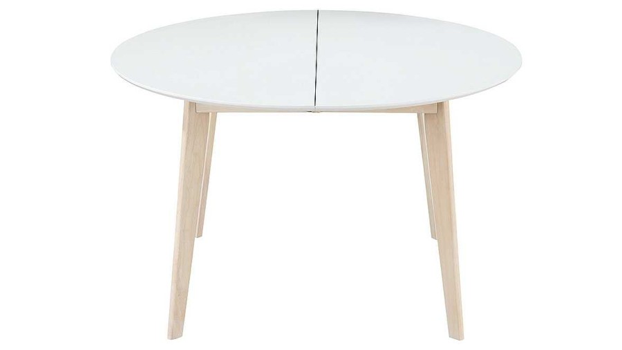 Table Miliboo Table Extensible | Table Manger Scandinave Ronde Extensible Blanc Et Bois L120-150 Cm Leena