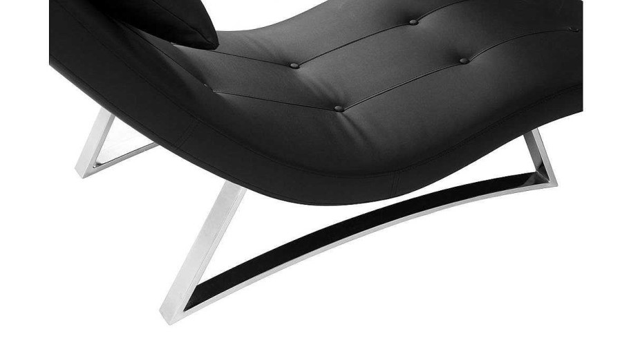 Canap & Fauteuil Miliboo Fauteuil Relax | Chaise Longue Design Noir Et Acier Chrom Monaco