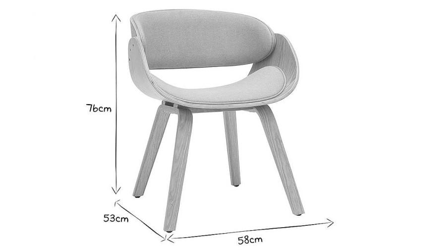 Chaise & Tabouret Miliboo Chaise Design | Chaise Design En Tissu Gris Et Bois Clair Bent