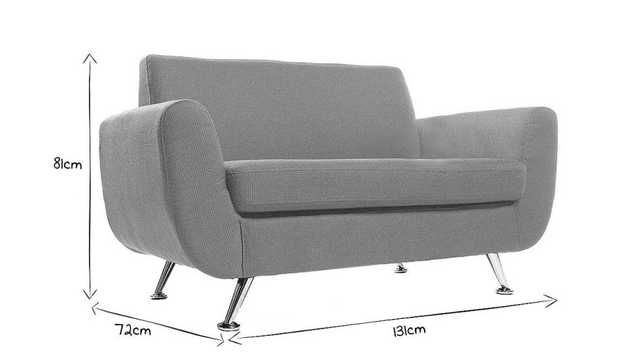 Canap & Fauteuil Miliboo Canap Design | Canap Design 2 Places En Tissu Gris Clair Et Acier Chrom Pure