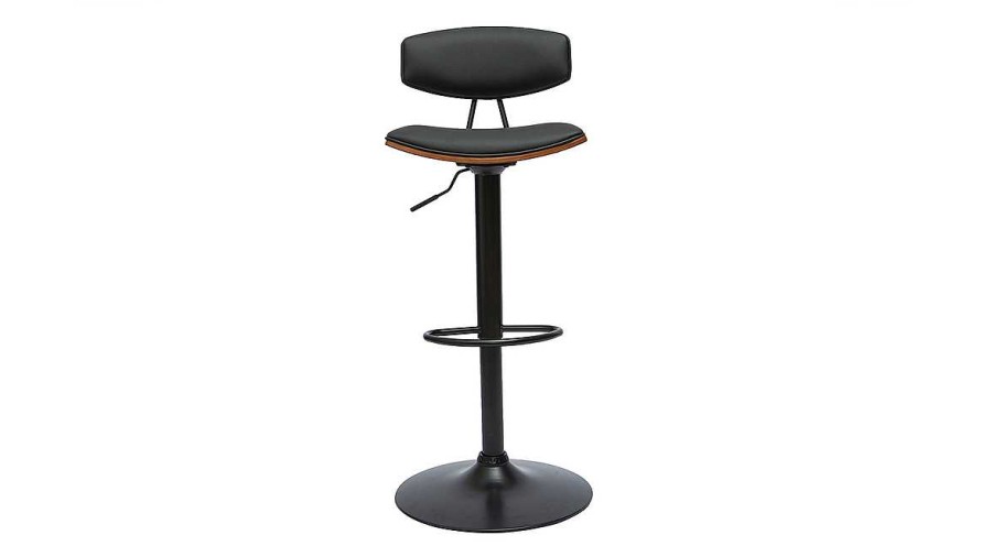 Chaise & Tabouret Miliboo Tabouret De Bar | Tabouret De Bar Design R Glable Noir Et Bois Fonc Vasco