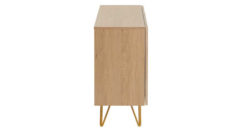 Rangement Miliboo | Buffet Design Grav Finition Bois Clair Ch Ne Et M Tal Dor 2 Portes L107 Cm Ozen