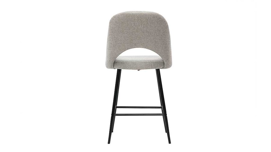 Chaise & Tabouret Miliboo Tabouret De Bar | Tabourets De Bar En Tissu Effet Velours Textur Gris H65 Cm (Lot De 2) Cosette