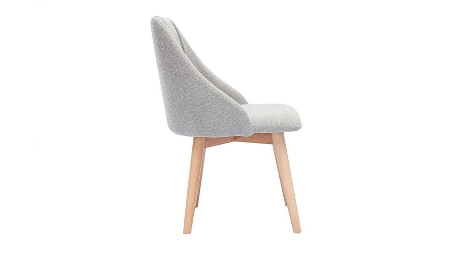 Chaise & Tabouret Miliboo Chaise Design | Chaises Scandinaves En Tissu Effet Velours Textur Gris Et Bois Clair (Lot De 2) Higgins