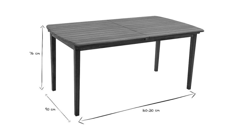 Jardin Miliboo | Table De Jardin Extensible Rectangulaire En Bois Massif L160-210 Cm Canopee