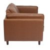 Canap & Fauteuil Miliboo Canap Cuir | Canap Vintage 2 Places Cuir Marron Et Bois Fonc Bradley