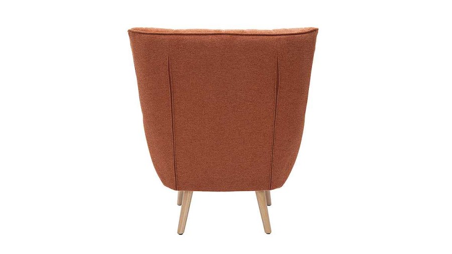 Canap & Fauteuil Miliboo Fauteuil Design | Fauteuil Scandinave En Tissu Effet Velours Textur Terre Br L E Et Bois Clair Avery