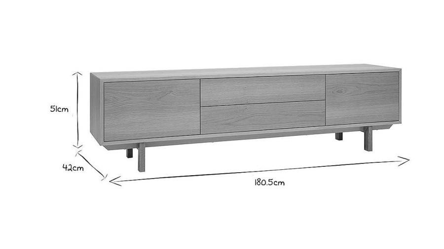 Rangement Miliboo Meuble Tv Design | Meuble Tv Scandinave Bois Clair Ch Ne 2 Portes 2 Tiroirs L180Cm Sid