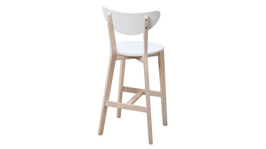 Chaise & Tabouret Miliboo Tabouret De Bar | Tabourets De Bar Scandinaves Blanc Et Bois 75 Cm (Lot De 2) Leena