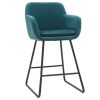 Chaise & Tabouret Miliboo Tabouret De Bar | Tabourets De Bar En Velours Bleu P Trole H65 Cm (Lot De 2) Amika