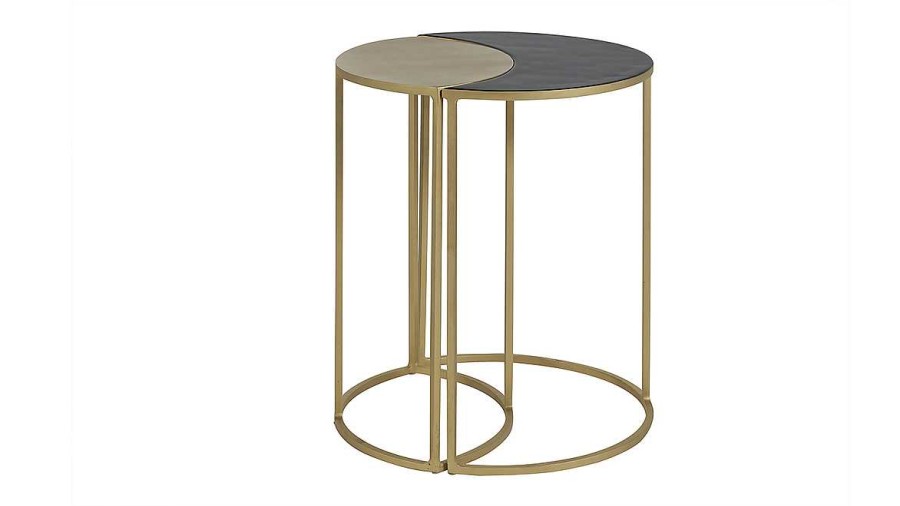 Table Miliboo | Table D'Appoint En M Tal Laqu Noir Et Dor Toscane