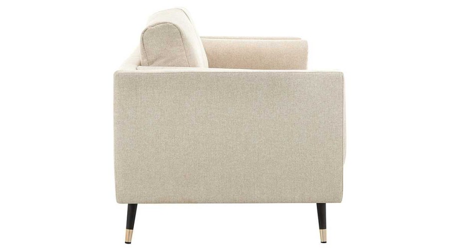 Canap & Fauteuil Miliboo Canap Design | Canap Design 3 Places En Tissu Beige, Bois Noir Et M Tal Dor Sting