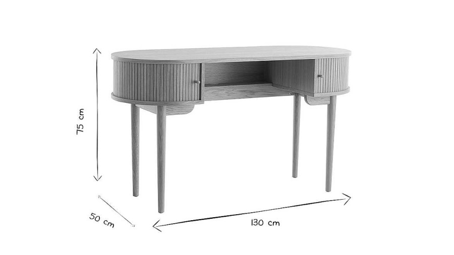 Bureau Miliboo Bureau Design | Bureau Vintage Avec Rangements Portes Coulissantes Bois Clair Ch Ne L130 Cm Epic